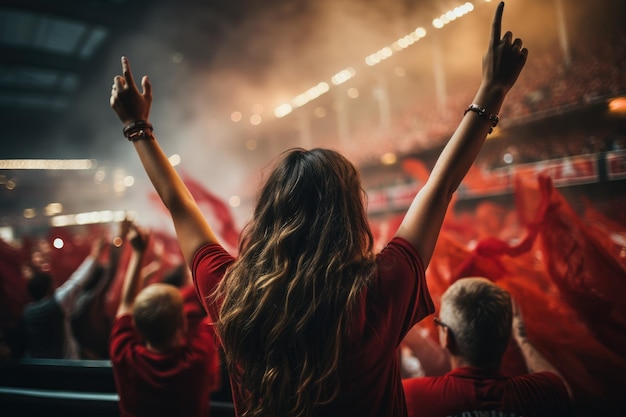 Sport fans cheer and celebrating a winning tournament in stadium Generative AI