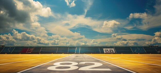 sport field with blue sky and white clouds