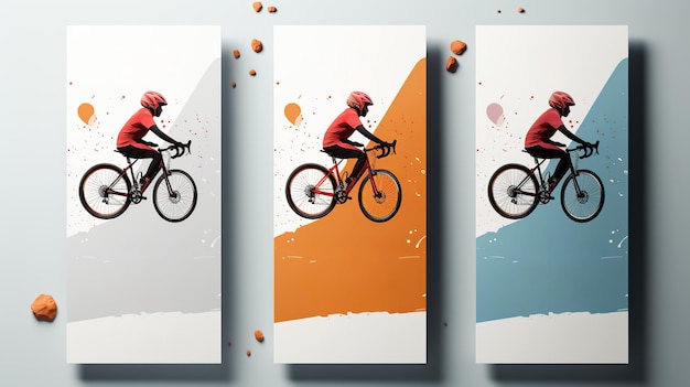 Photo sport flyer or banner for bike race game competition