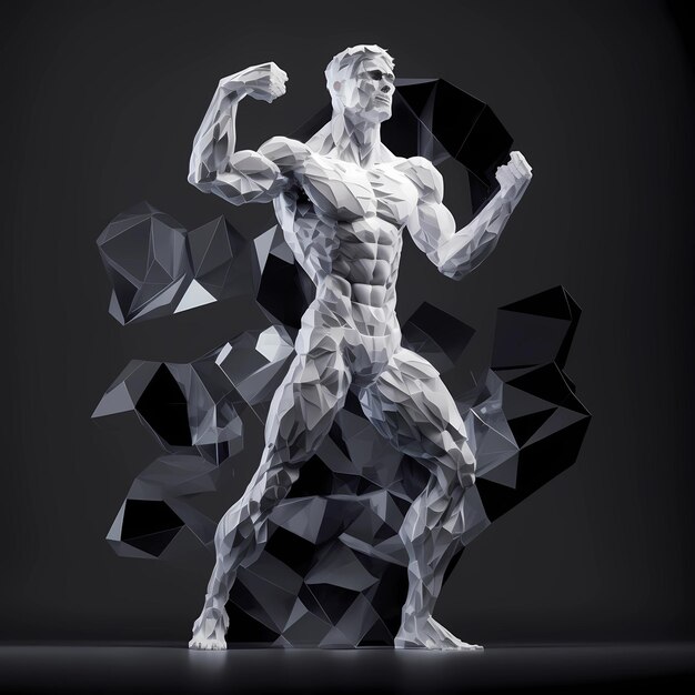 Foto illustrazione della silhouette poligonale dell'uomo di fitness sportivo