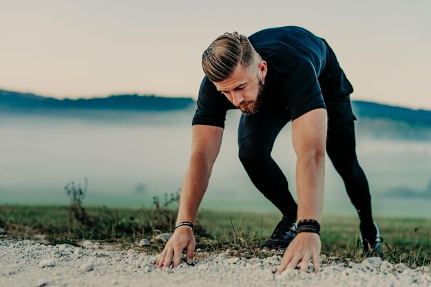 Sport man preparing for run