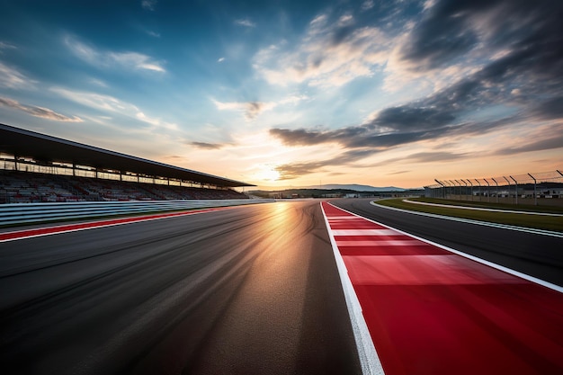 Photo sport motion blurred racetrack