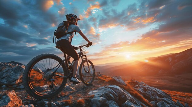 Foto ciclista sportivo di mountain bike su pista singola