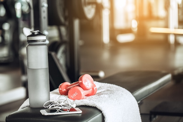 Sport oblects equipment isolated in the fitness center