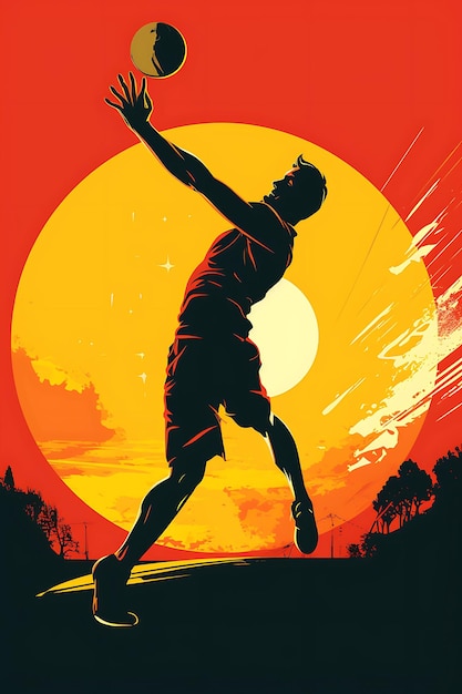 Спортивный плакат Креативный 2D векторный дизайн в жирных плоских цветах Динамическое событие World Sport