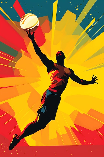 Sport poster creative 2d vector design in bold flat colors dynamic event world sport