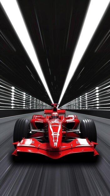 Photo sport racing car at high speed riding in illuminate