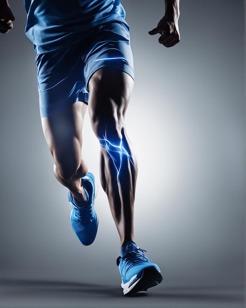 Sport Runner zicht op de benen van een jogger met vuur en energiek