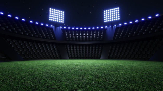 Sport stadium background flashing lights  Glowing stadium lights