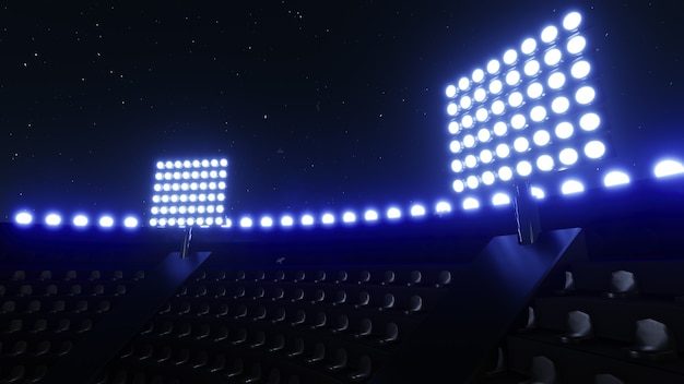 Sport stadium background flashing lights  Glowing stadium lights