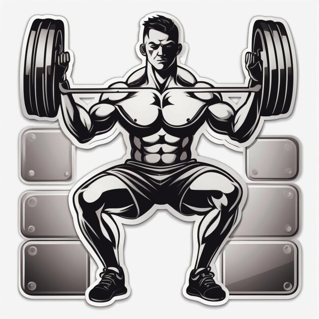 sport sticker of weightlifting on white isolated background