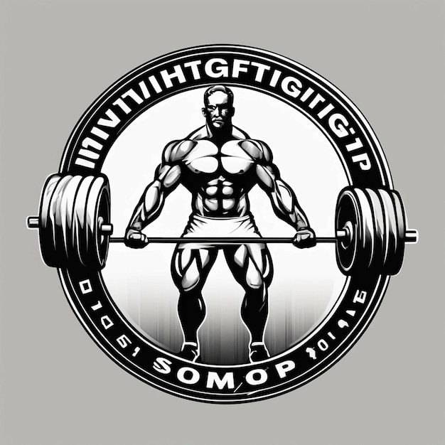 sport sticker of weightlifting on white isolated background