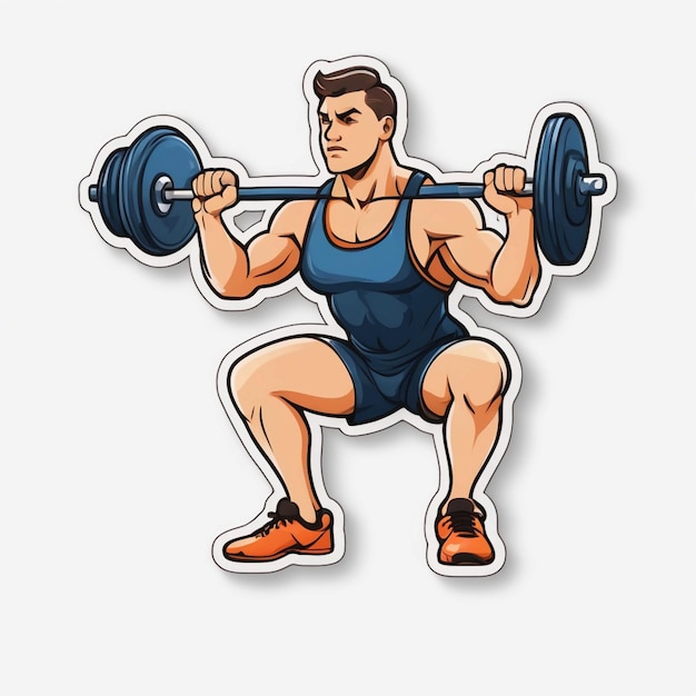 спортивная наклейка тяжелой атлетики на белом изолированном фоне