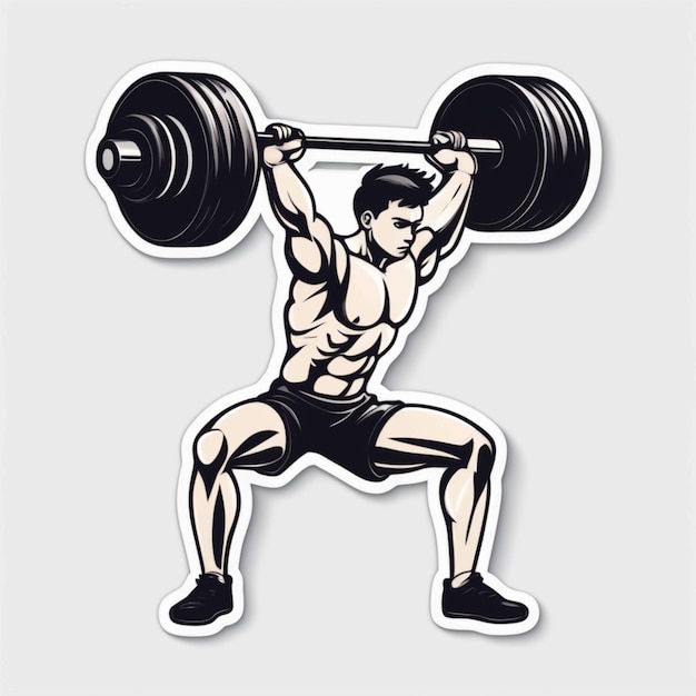 sport sticker of weightlifting on white isolated background