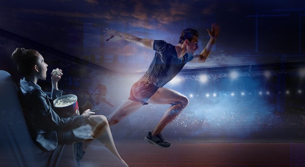 Sport TV online concept. Gemengde media