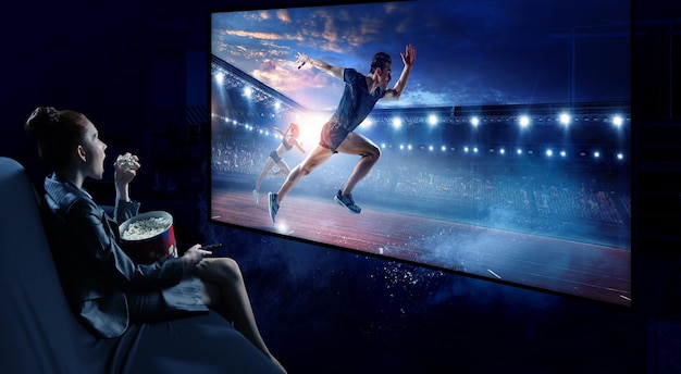 Sport tv online concept. mixed media