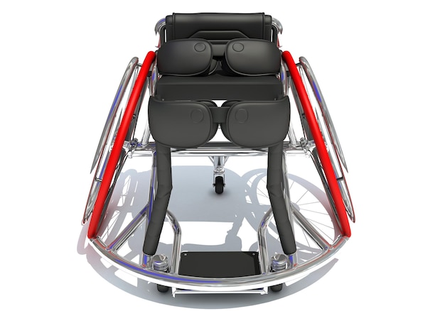 Foto rendering 3d di sedie a rotelle sportive su sfondo bianco