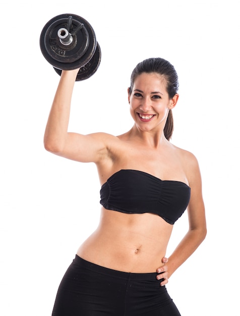 Sport woman doing weightlifting