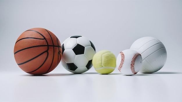 Sportballen met een geïsoleerde kopieerruimte op een witte achtergrond