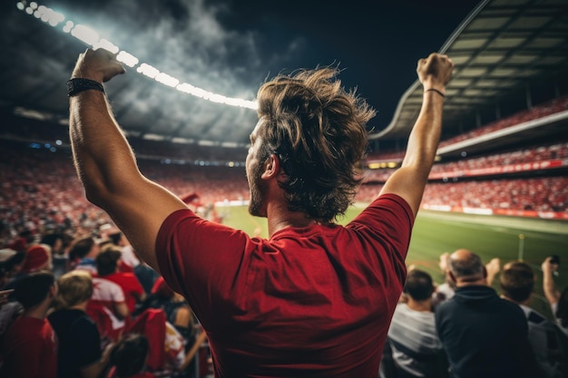 Sportfans juichen en vieren een winnend toernooi in het stadion Generatieve AI