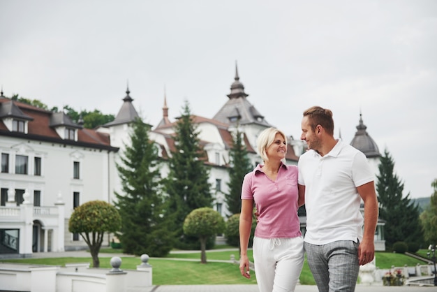 Sportive couple on a golf course