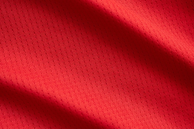 Sportkleding stof voetbal jersey textuur bovenaanzicht rode kleur