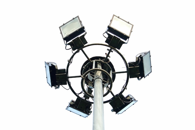 Sportlights tower on white background