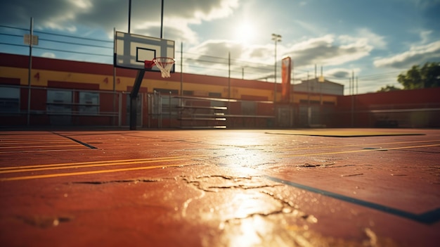 写真 スポーツアリーナのバスケットボールコート