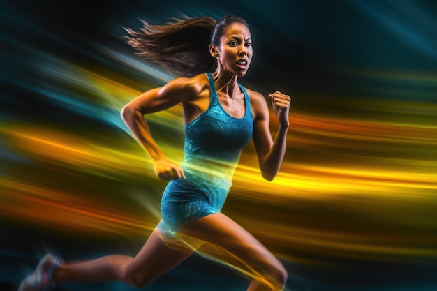 Sports Background Advertising sport life concept colorful and dynamic trail behind the sprinter