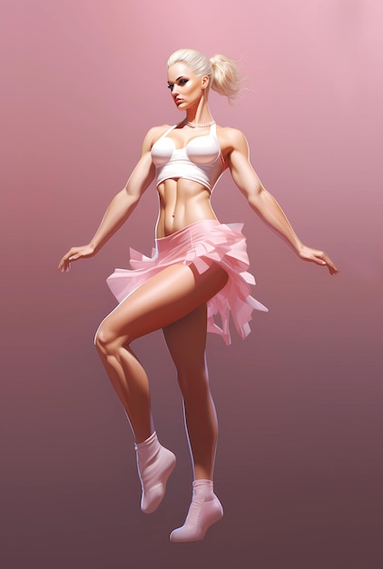 sports ballerina in a pink dress Generative AI