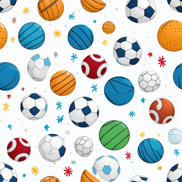 Photo sports balls fitness seamless pattern