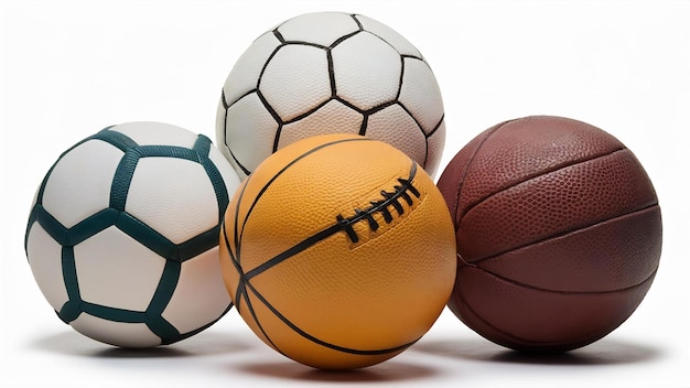Sports balls with copy space isolated on a white background