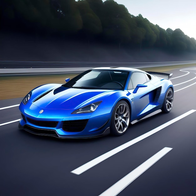 Sports blue racing car futuristic sports car