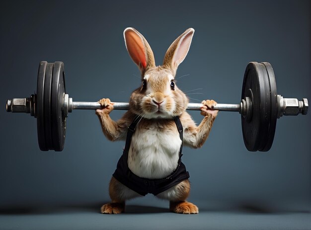 Photo sports bunny weightlifting