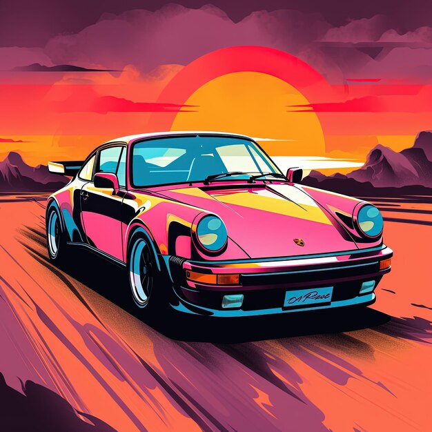 Sports Car 3d illustration artistic background wallpaper