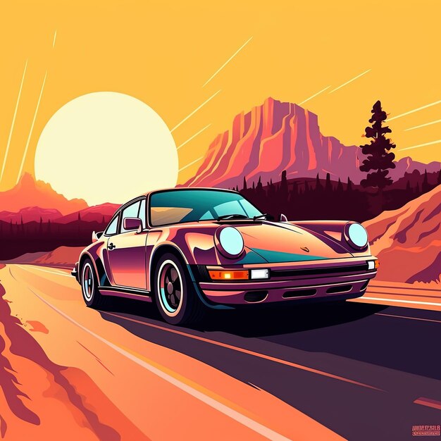 Sports Car 3d illustration artistic background wallpaper