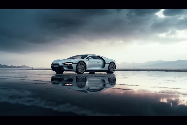 Sports car on a country road