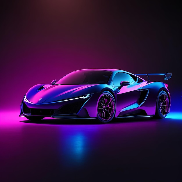 Sports car in a dark studio generated by AI