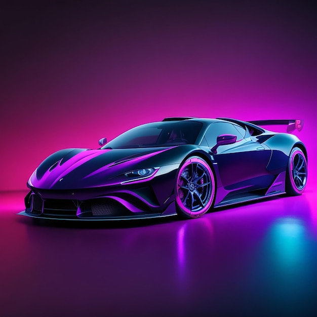 Sports car in a dark studio generated by AI