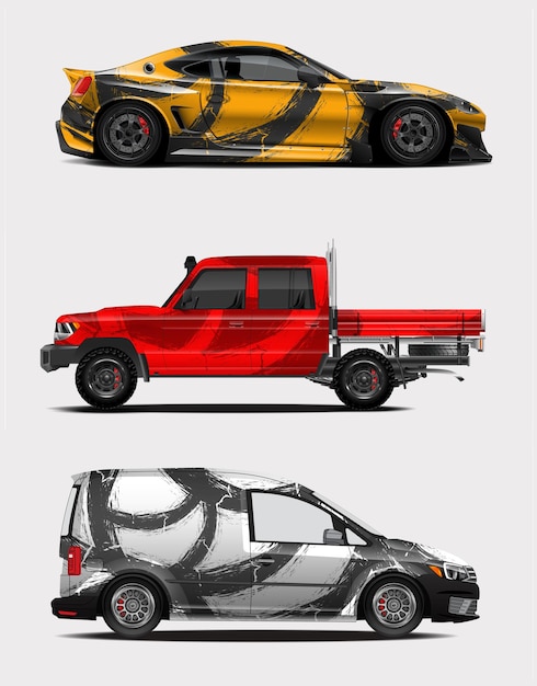Foto grafico di adesivi sportivi per modelli di veicoli