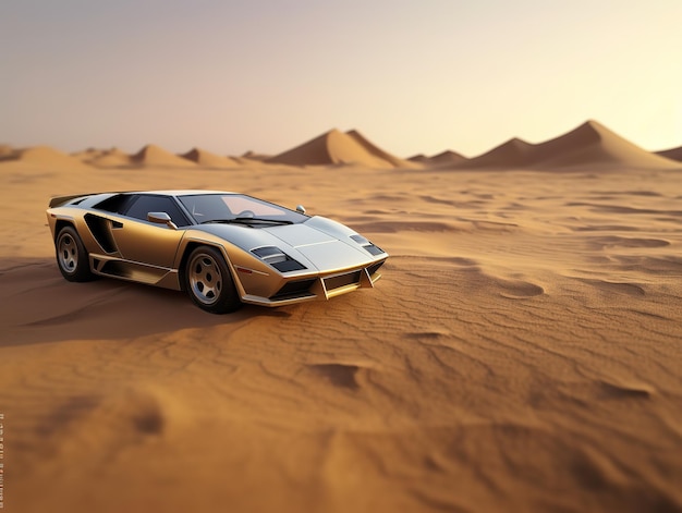 sports car on desert abstract image ai generative