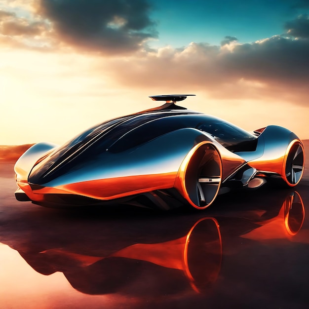 A sports car is traveling the future AI generated car