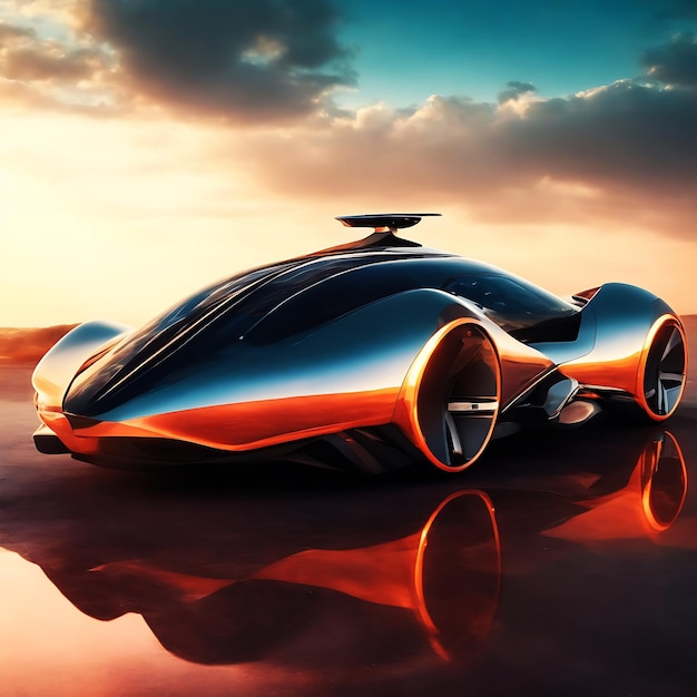 A sports car is traveling the future AI generated car