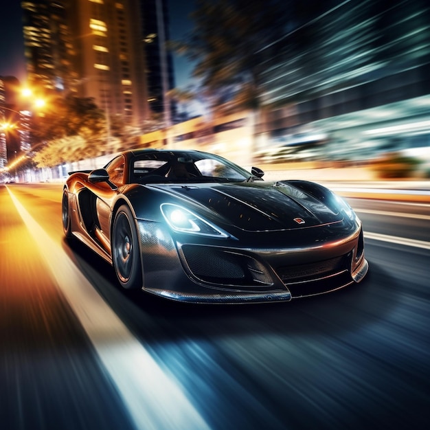 Sports car in motion blur