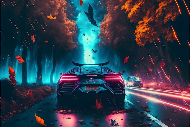 sports car wallpaper, lightning falling speed concept