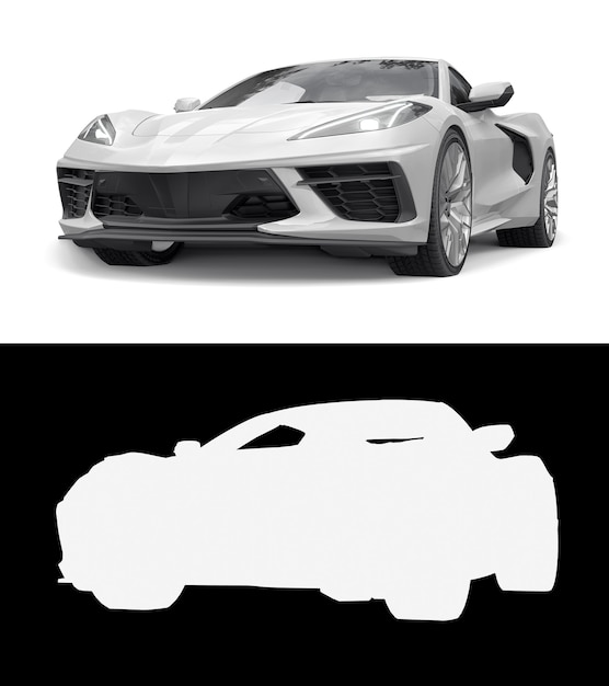 Sports car on a white background Combined illustration of a normal picture and alpha channel