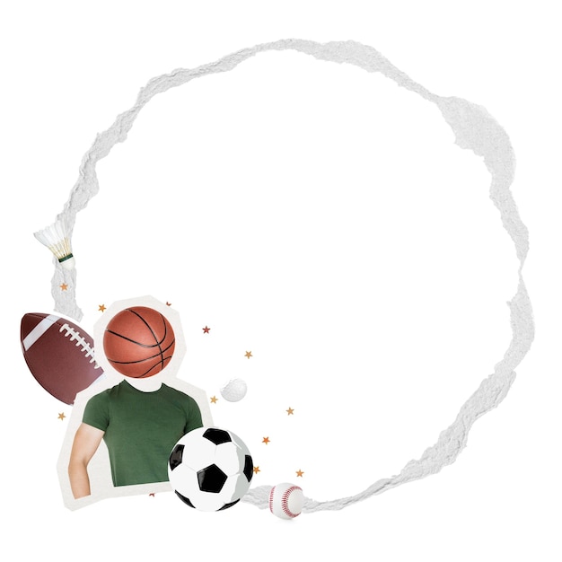 sports circle png frame ripped paper design transparent background