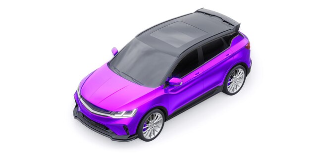 スポーツコンパクトカーSUV3Dレンダリングイラスト