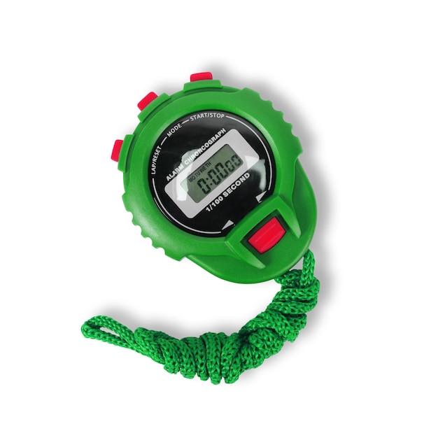 Sports equipment Green Stopwatch Isolated