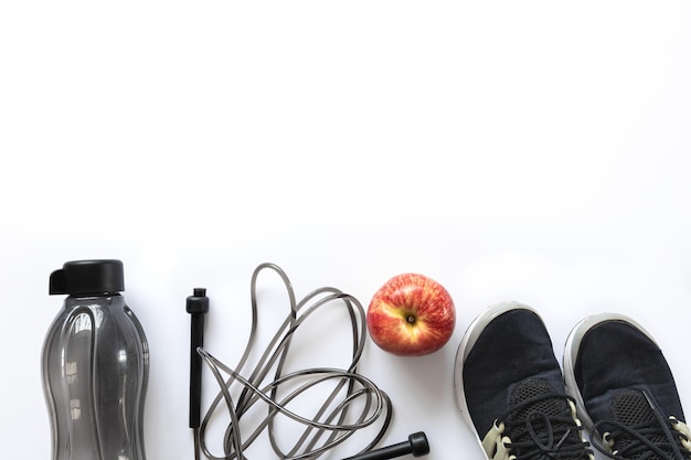 Sports equipment isolated on white flat lay